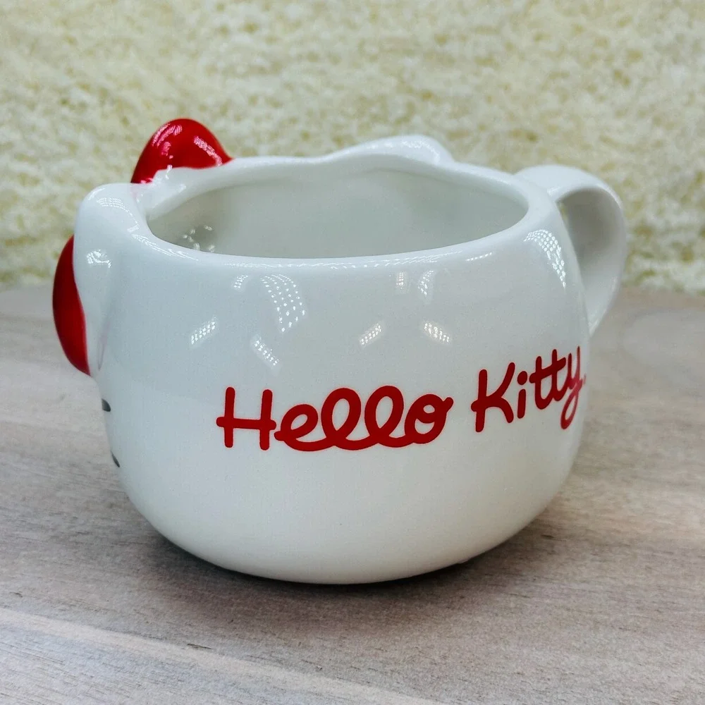 Hello Kitty 3D Sculpted Ceramic Mug Silver Buffalo Sanrio White Red SMGKTY2323 - Picture 12 of 15
